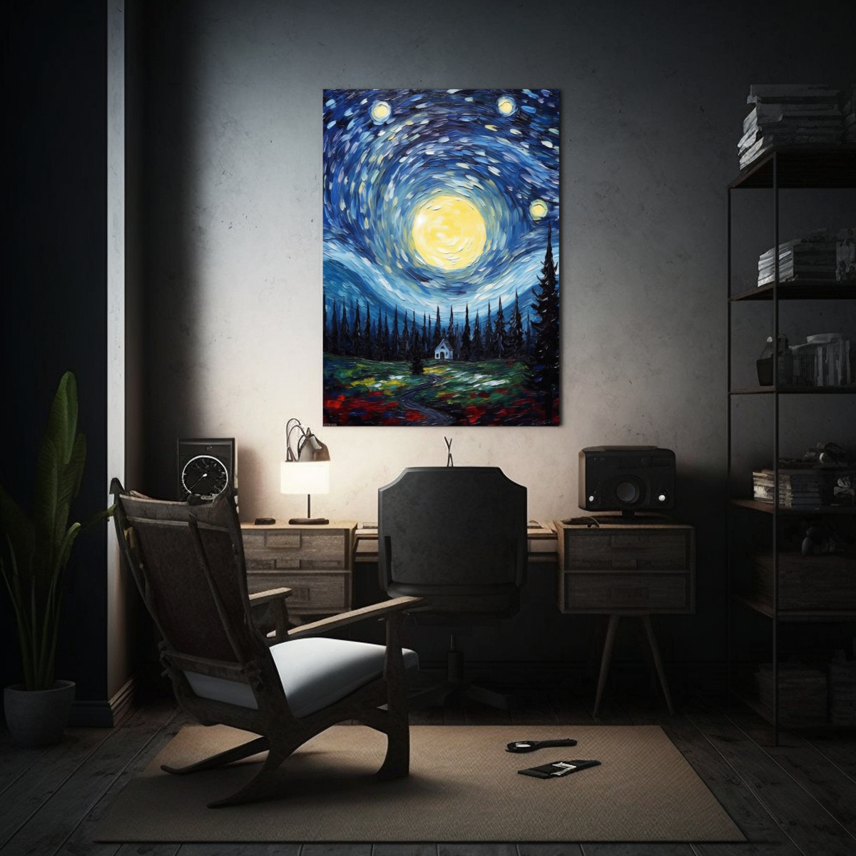 ARTE DE PARED HORIZONTAL NOCHE TRANQUILA EN EL 40X50 CM - 2
