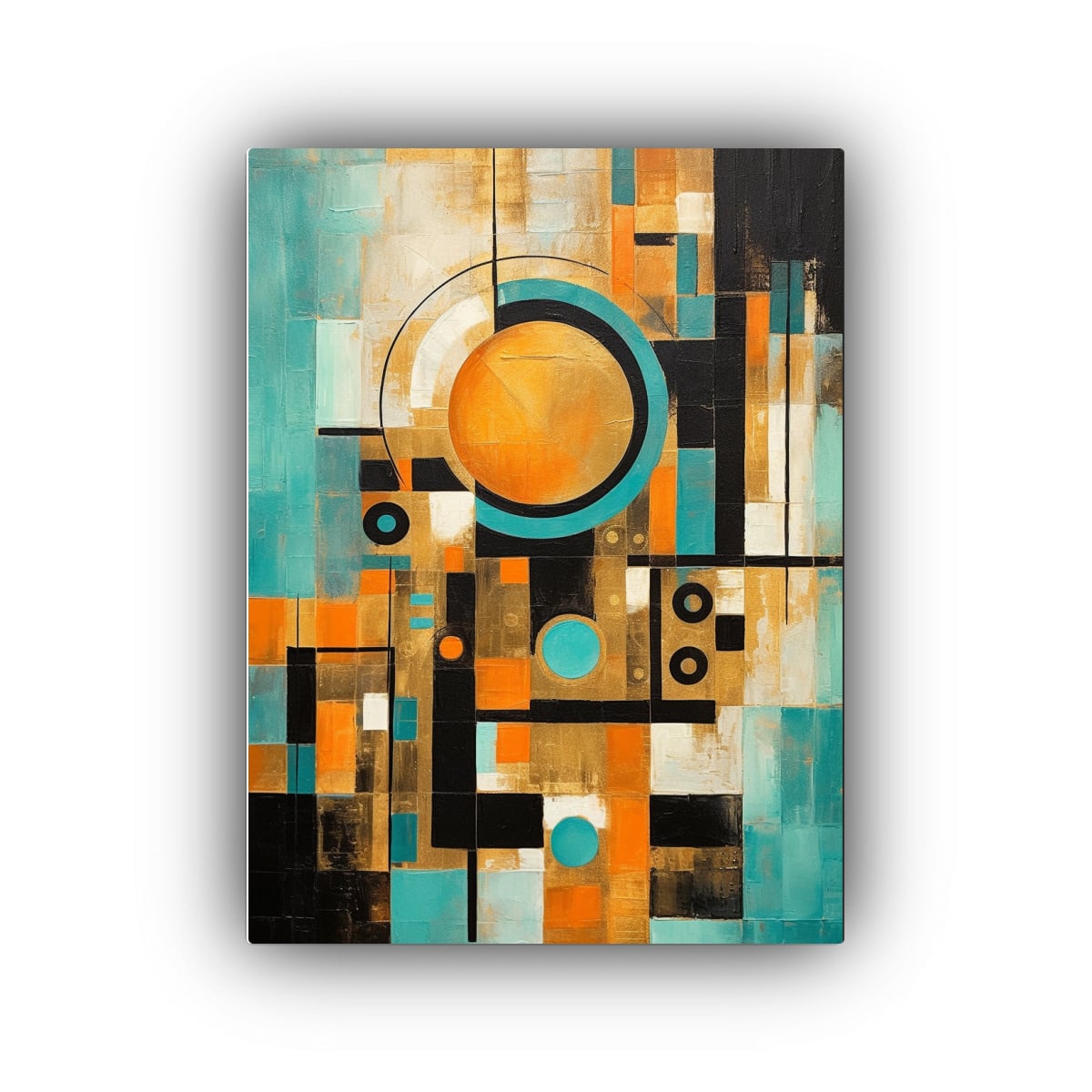 PINTURA ABSTRACTA EN BASTIDOR: GEOMETRÍA AUDAZ 30X45 CM - 1