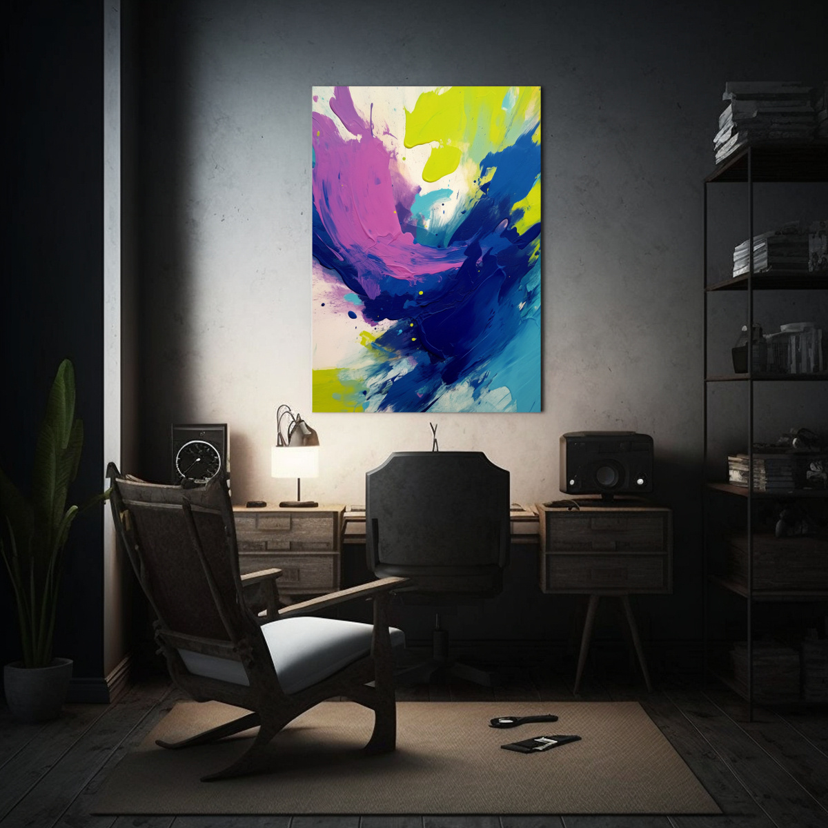 PINTURA ABSTRACTA AL ÓLEO CON PINCELADAS FUERTES 30X45 CM - 2