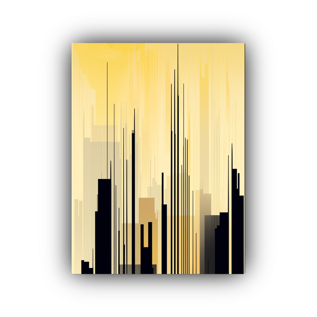 PINTURA DECORATIVA CON FONDO AMARILLO NEGRO Y 30X40 CM - 1