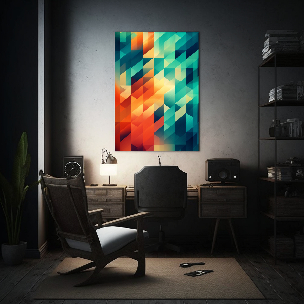 ARTE DE PARED ABSTRACTO GEOMÉTRICO LÍNEAS FINAS 40X50 CM - 2