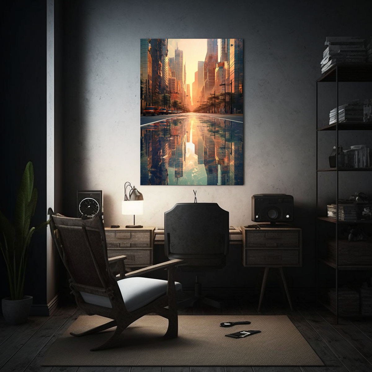 PINTURA DECORATIVA DIGITAL DE UNA CIUDAD EN EL 80X120 CM - 2