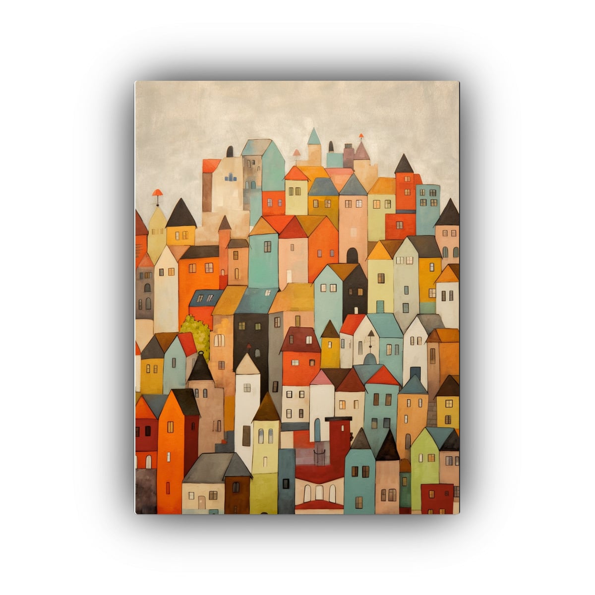 CUADRO HERMOSO DE PINTURA AL ÓLEO DE UN PUEBLO 20X30 CM - 1