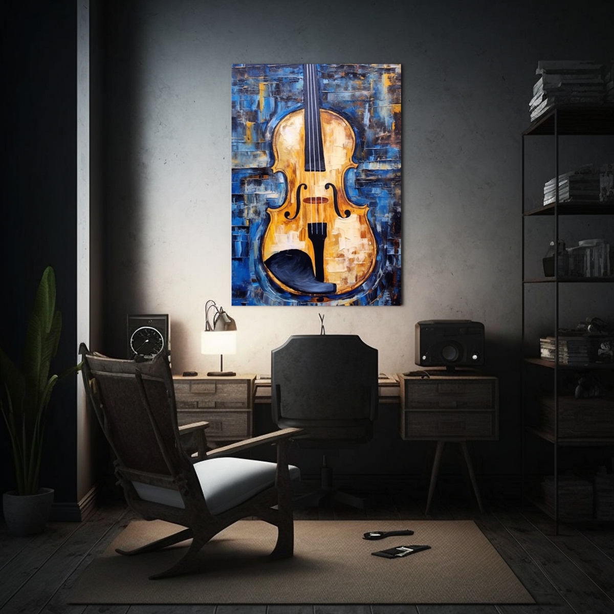 CUADRO DE TELA IMAGEN ABSTRACTA DE VIOLÍN 60X90 CM - 2