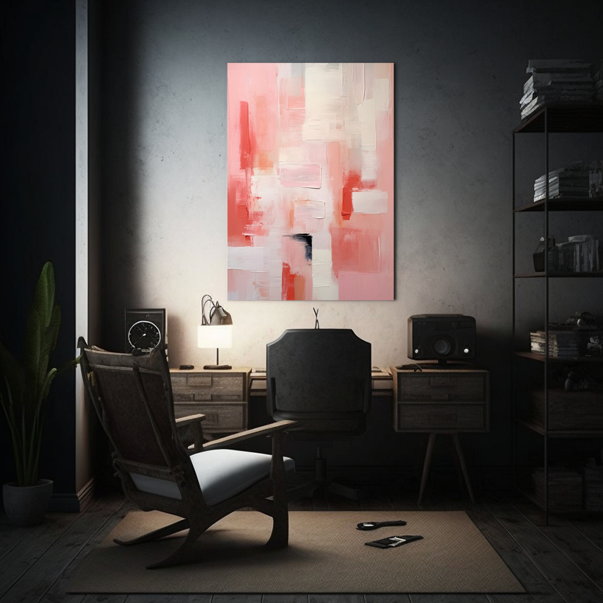 PINTURAS ABSTRACTAS MODERNAS EN TONOS PASTEL ROSA 20X30 CM - 2