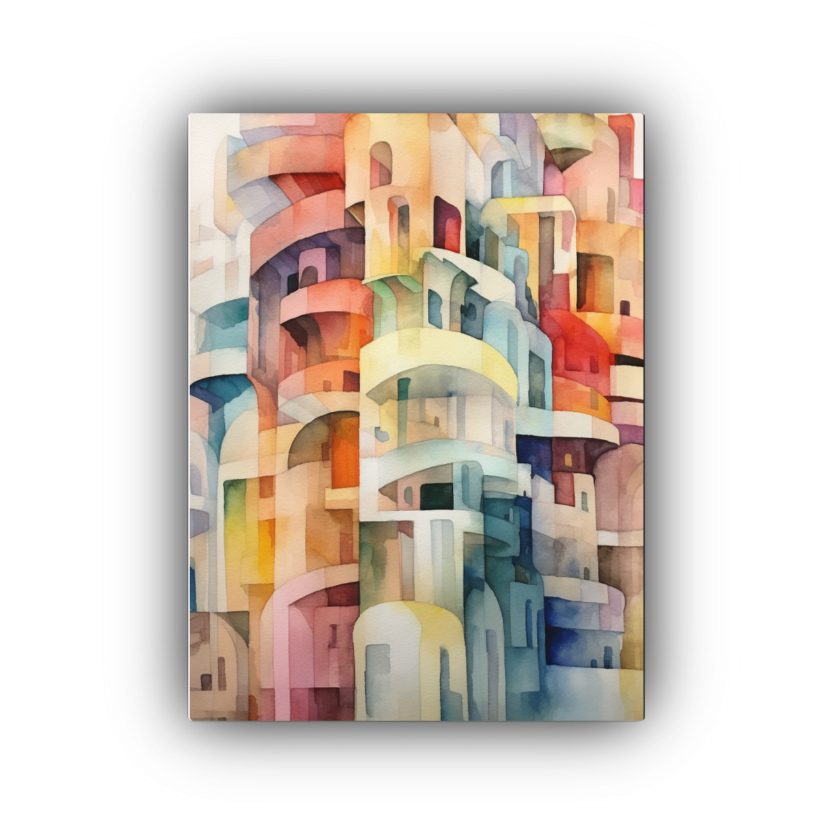PINTURA DECORATIVA ACUARELA ARQUITECTÓNICA 50X65 CM - 1