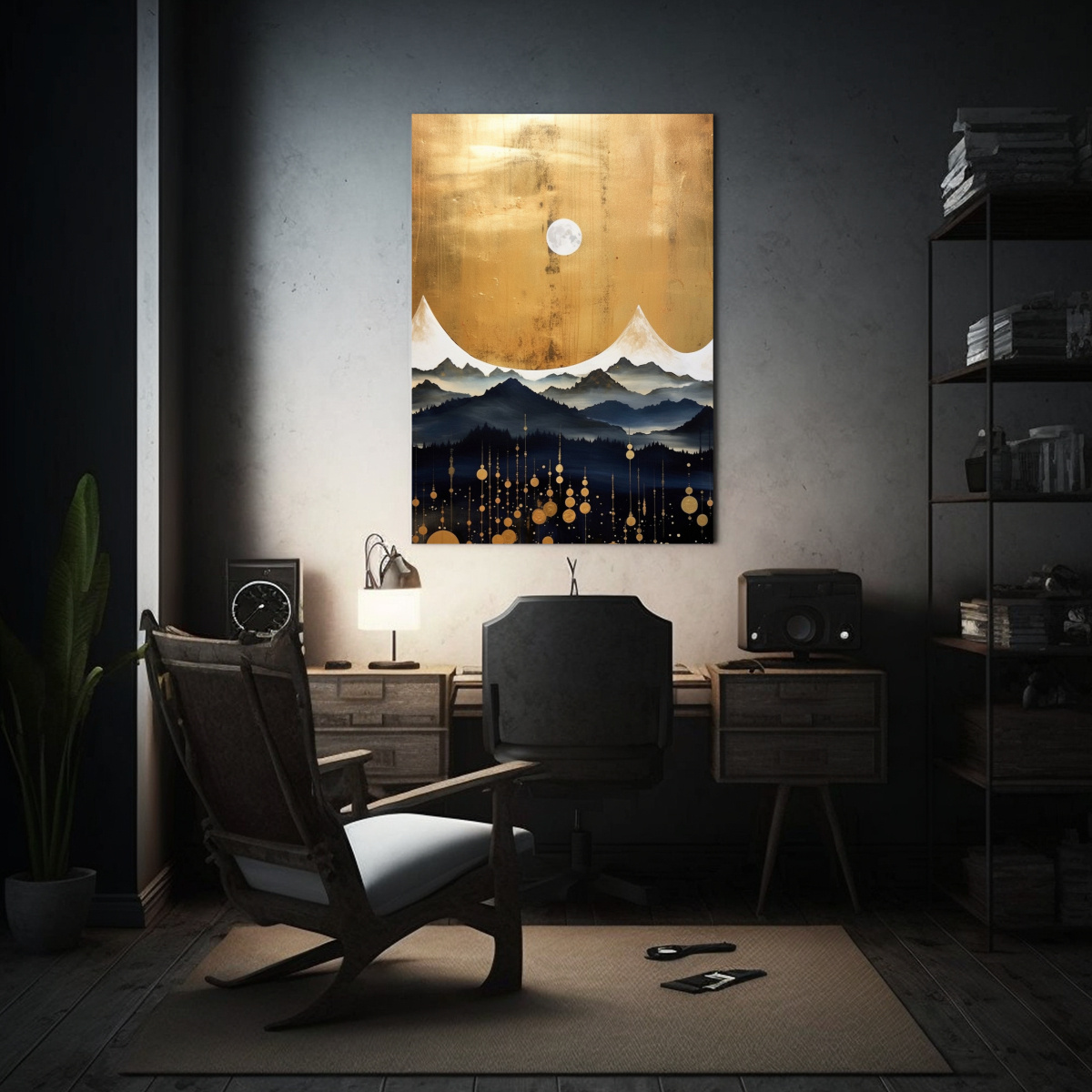 CUADRO DECORATIVO MONTAÑA PAISAJE NOCTURNO FASES 30X40 CM - 2