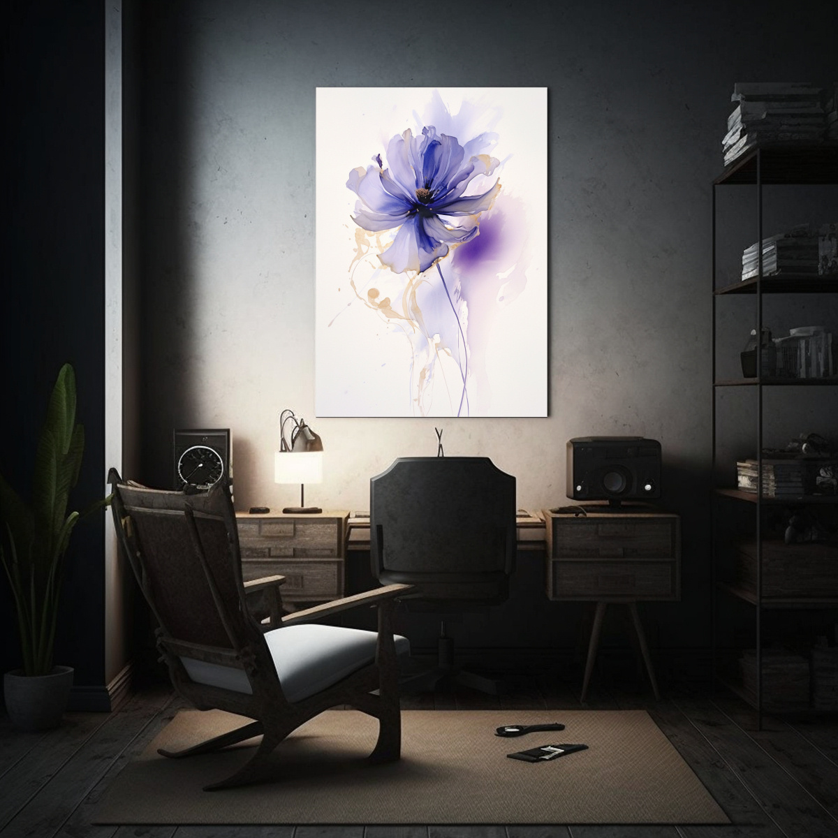 1 CUADRO ESTILO GALERIA FLORES MORADAS SOBRE 40X50 CM - 2