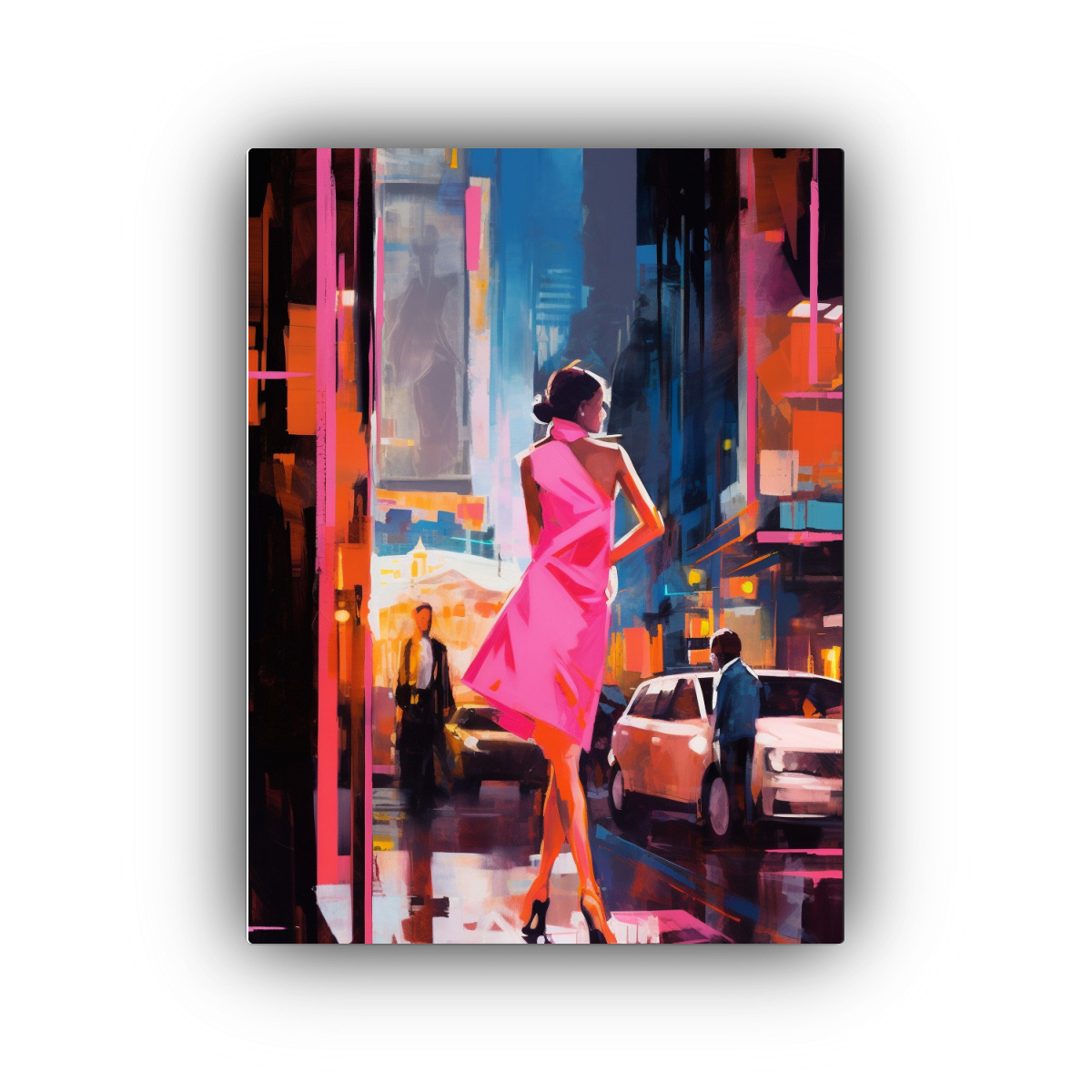 PINTURA DE MUJER EN TIMES SQUARE PARA DECORACIÓN 80X120 CM - 1