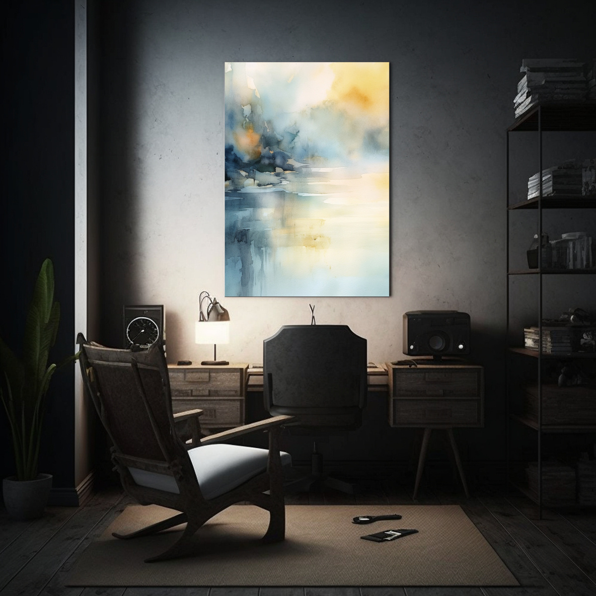 PINTURA ACUARELA ABSTRACTA UNICO LIBROS 60X90 CM - 2