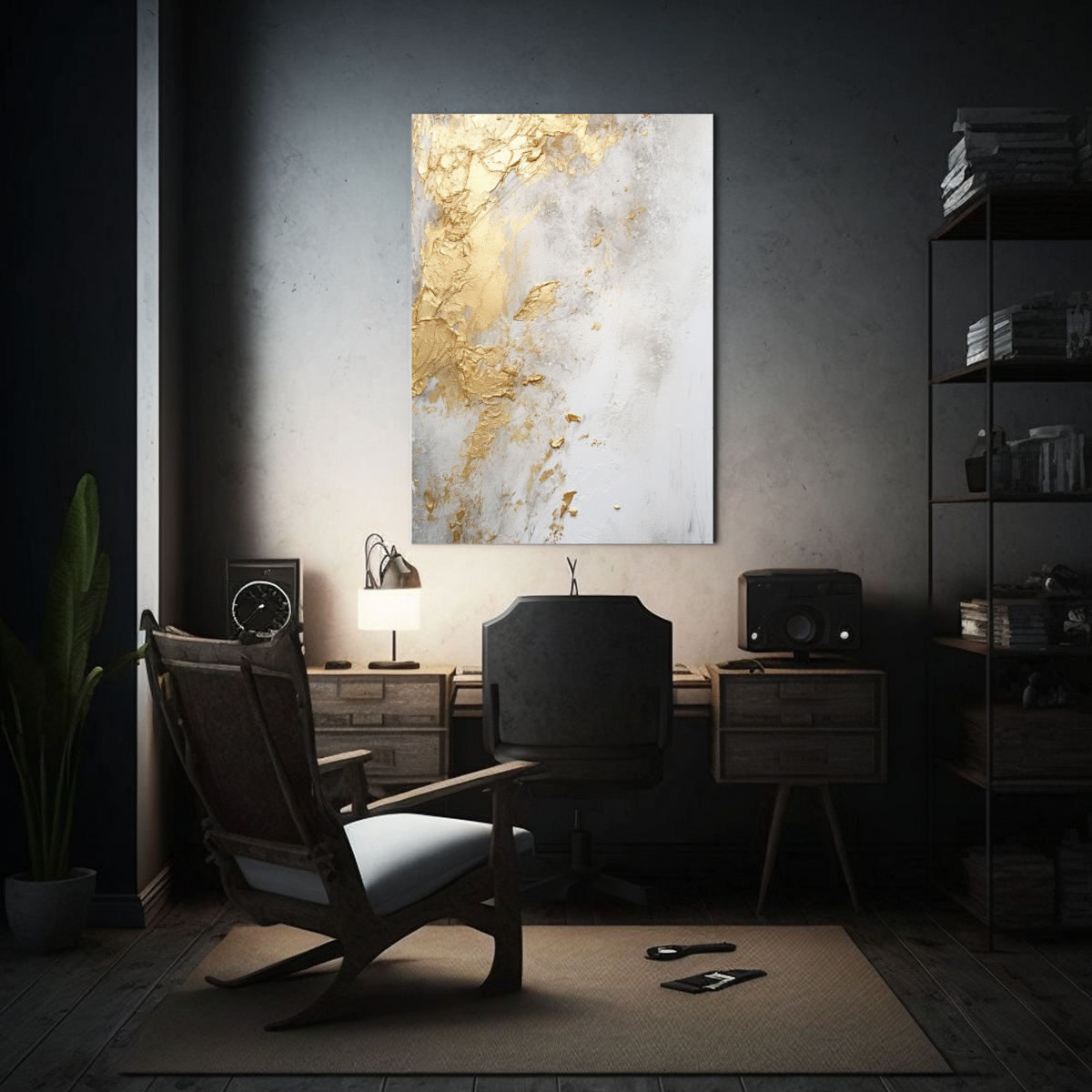 CUADRO MODERNO ESTÉTICO NIKOLIN CON HOJA DE ORO 50X65 CM - 2