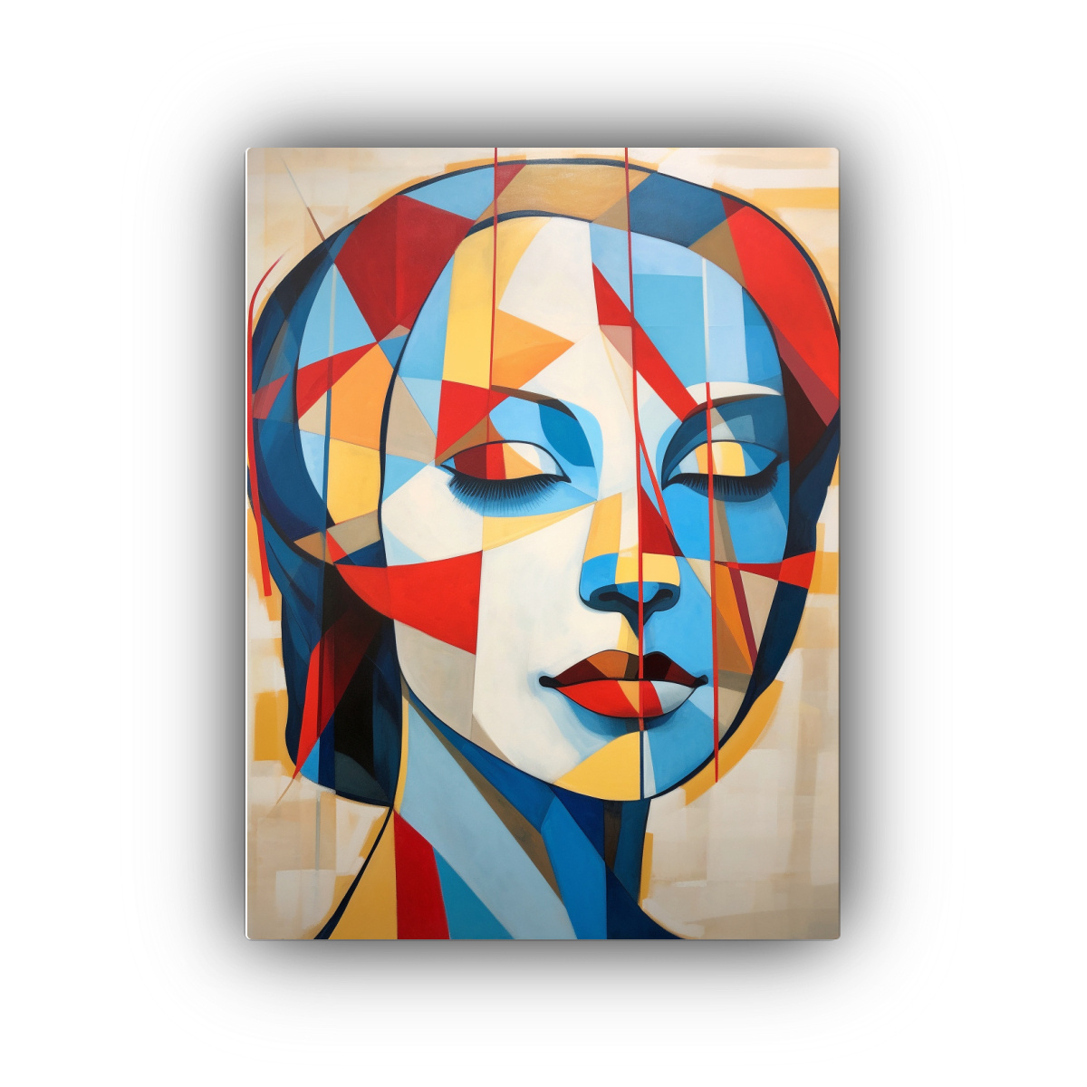 CUADRO GEOMÉTRICO AMARILLO, ROJO Y AZUL PARA 50X75 CM - 1