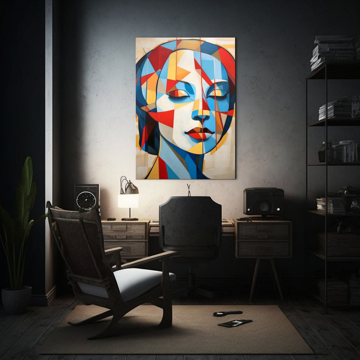 CUADRO GEOMÉTRICO AMARILLO, ROJO Y AZUL PARA 50X75 CM - 2