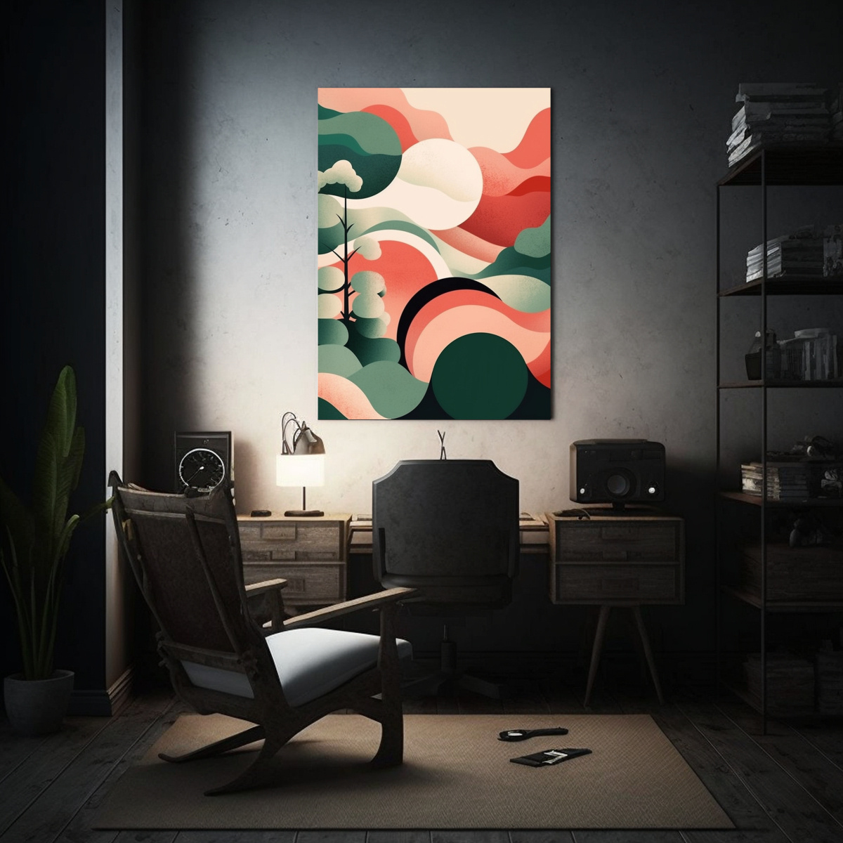 CUADRO DE DECORACIÓN CON PAISAJE Y PLANTA EN UN 40X60 CM - 2