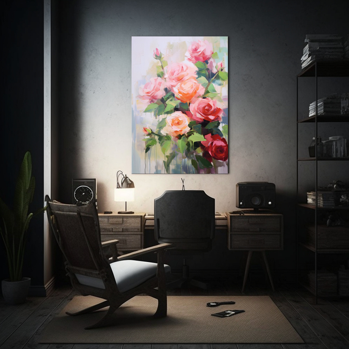 CUADRO DE ROSAS PARA COMEDOR VARIEDAD DE PINTURAS 30X45 CM - 2
