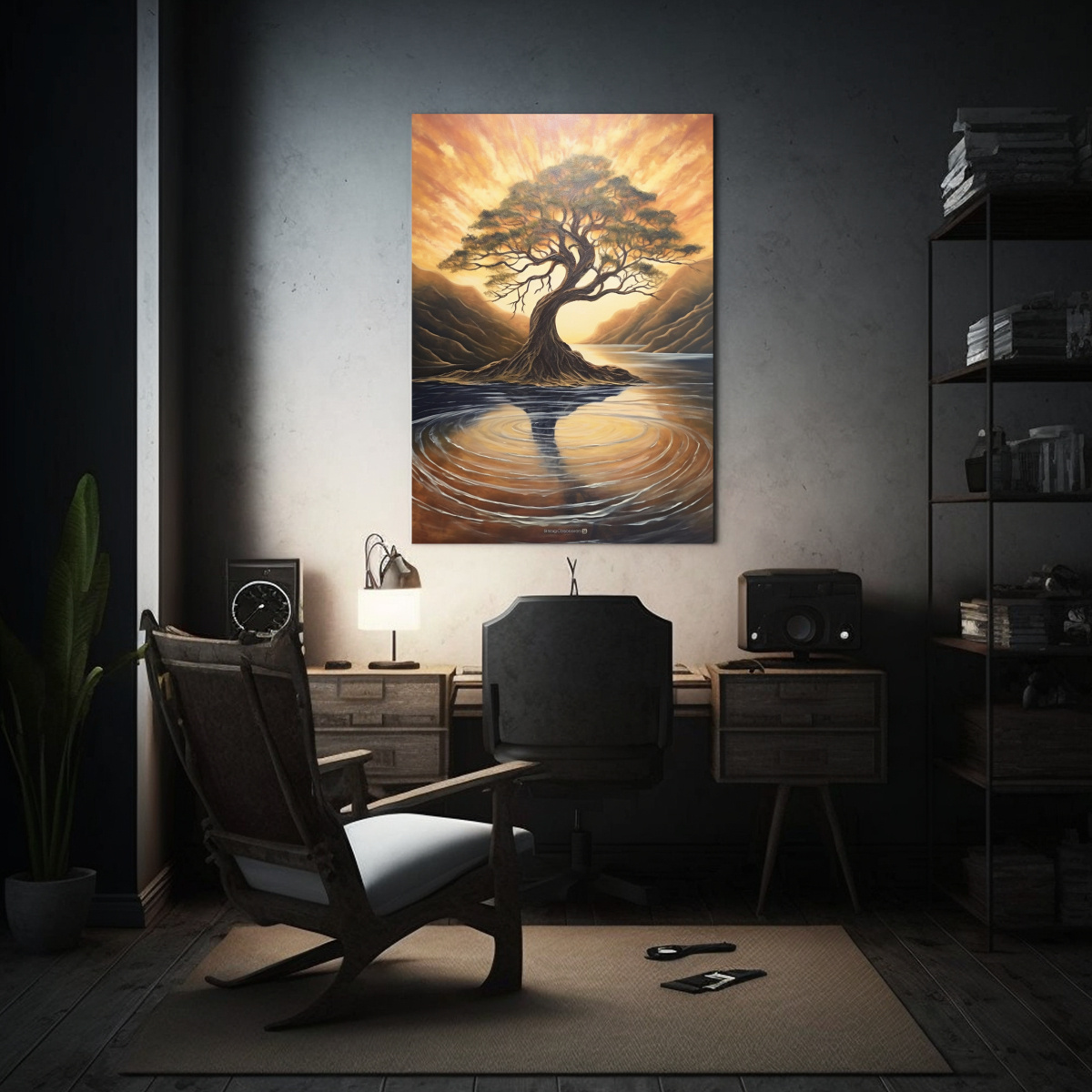 PINTURA MODERNA LIENZO SALA ÁRBOL CON RAMAS 30X40 CM - 2