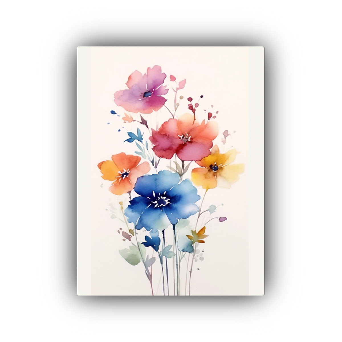 PINTURA DECORATIVA DE RAMO DE FLORES ACUARELA 4 O 30X40 CM - 1