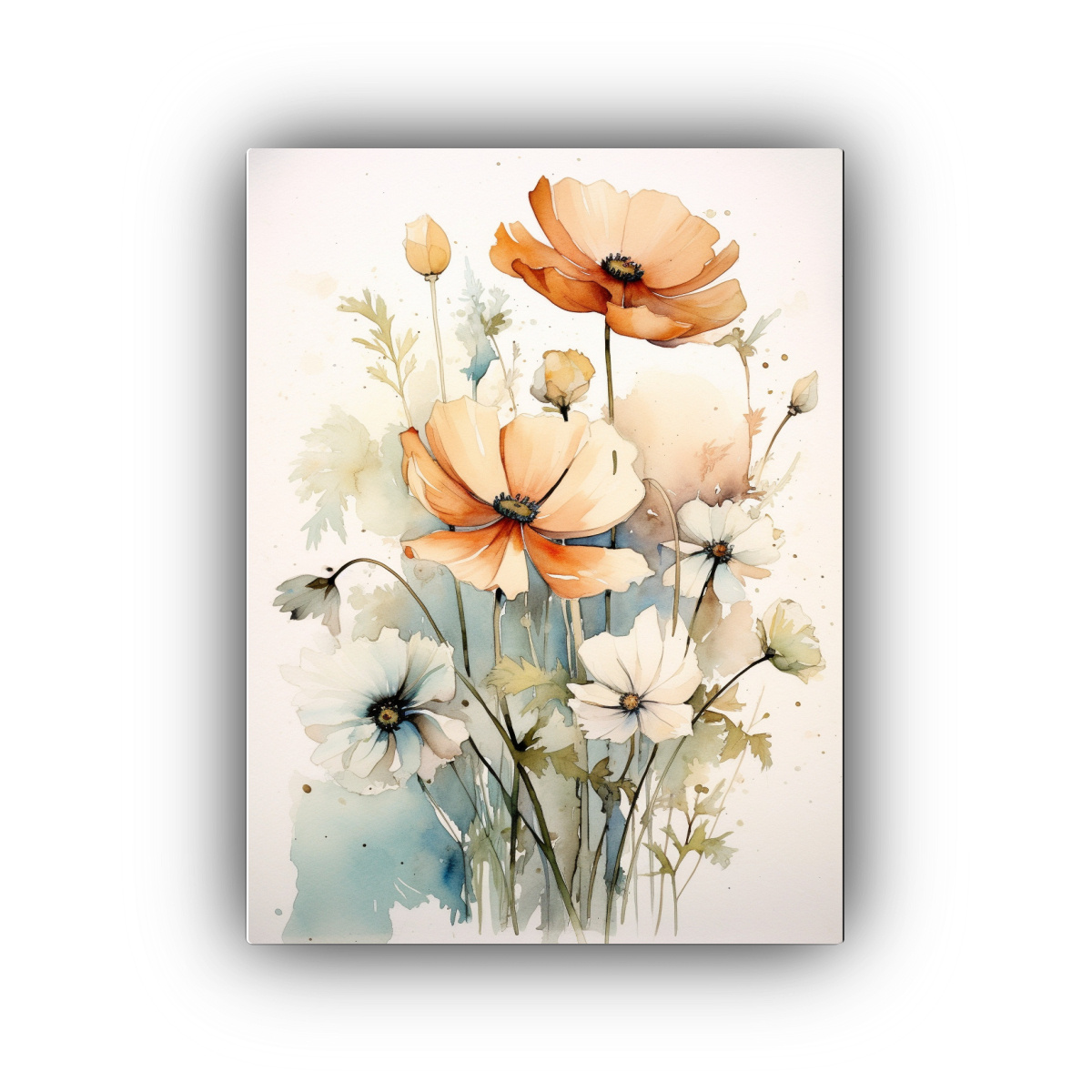 CUADRO ORIGINAL DE ACUARELA FLORAL CON 50X65 CM - 1