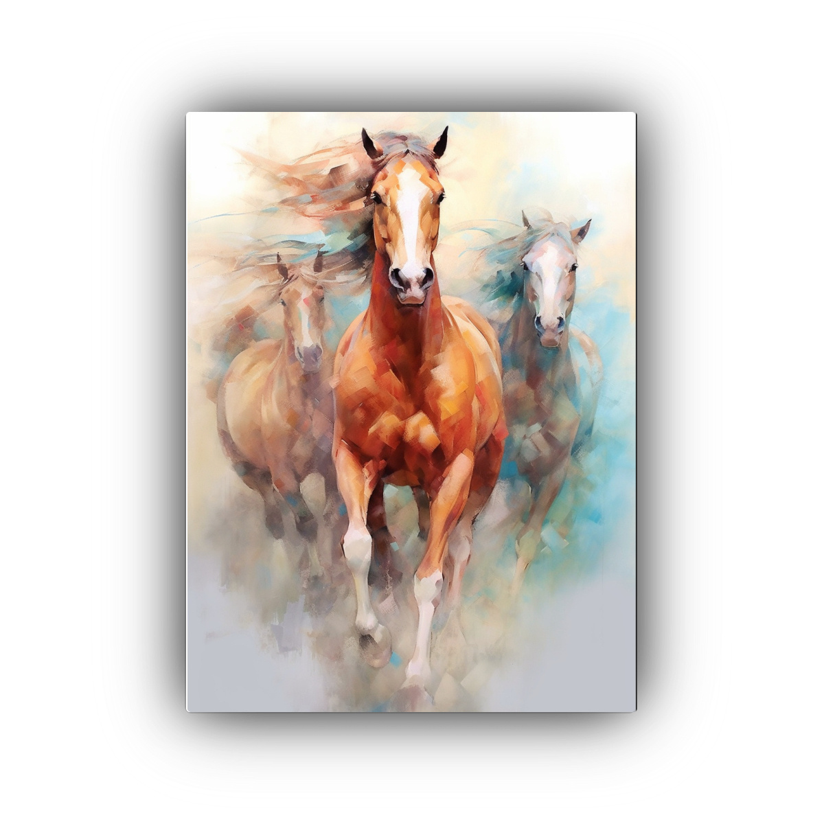 PINTURA ÓLEO IMPACTO VISUAL CABALLOS ESTILO 60X90 CM - 1