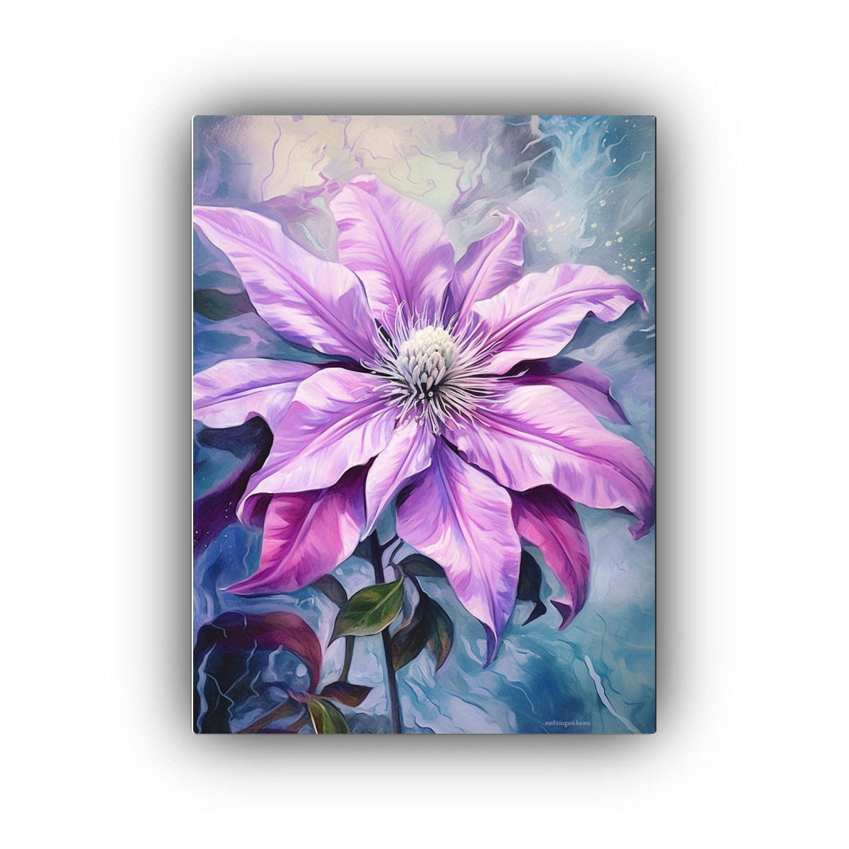 CUADRO DISEÑO CLEMÁTIDE DE PLATA Y MAGENTA: 40X60 CM - 1