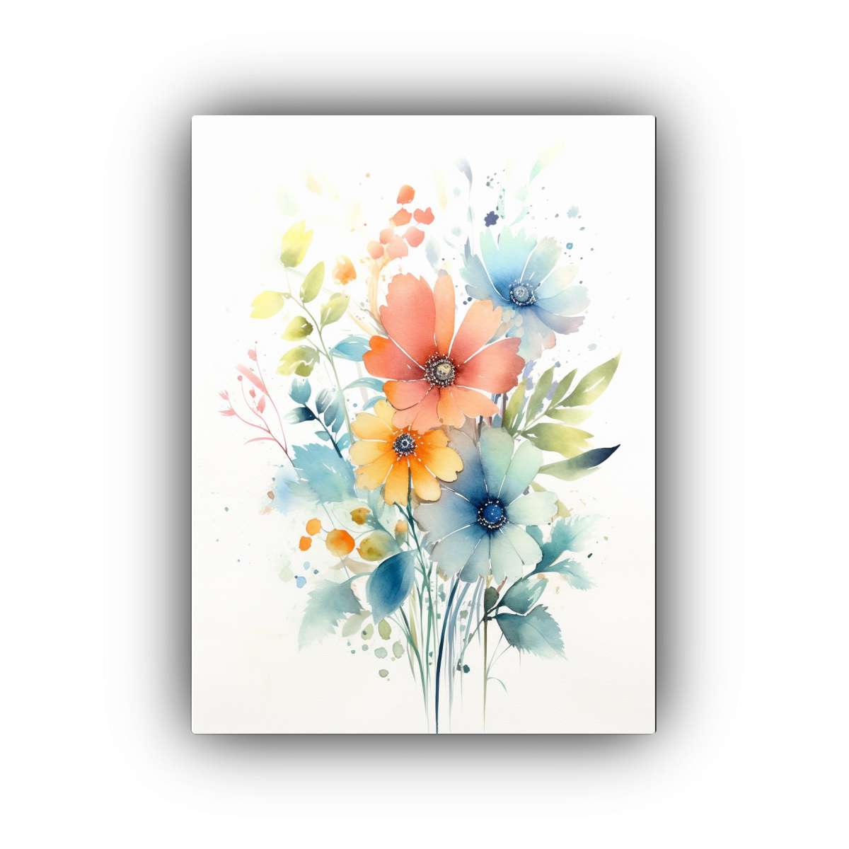 ARTE CALIDOS PINTURA ACUARELA RAMO DE FLORES 30X45 CM - 1