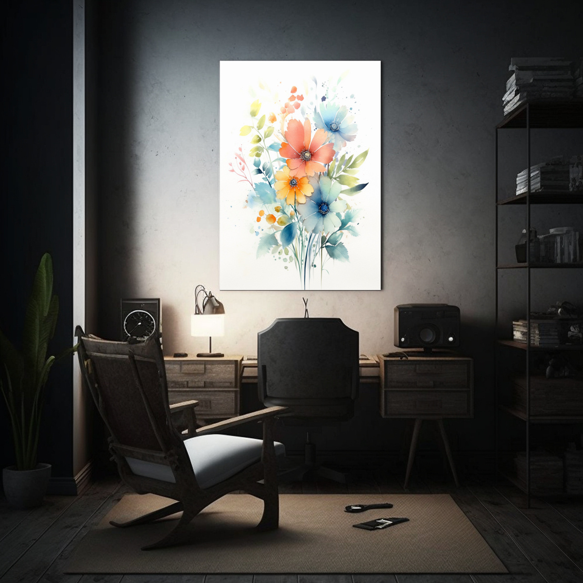 ARTE CALIDOS PINTURA ACUARELA RAMO DE FLORES 30X45 CM - 2