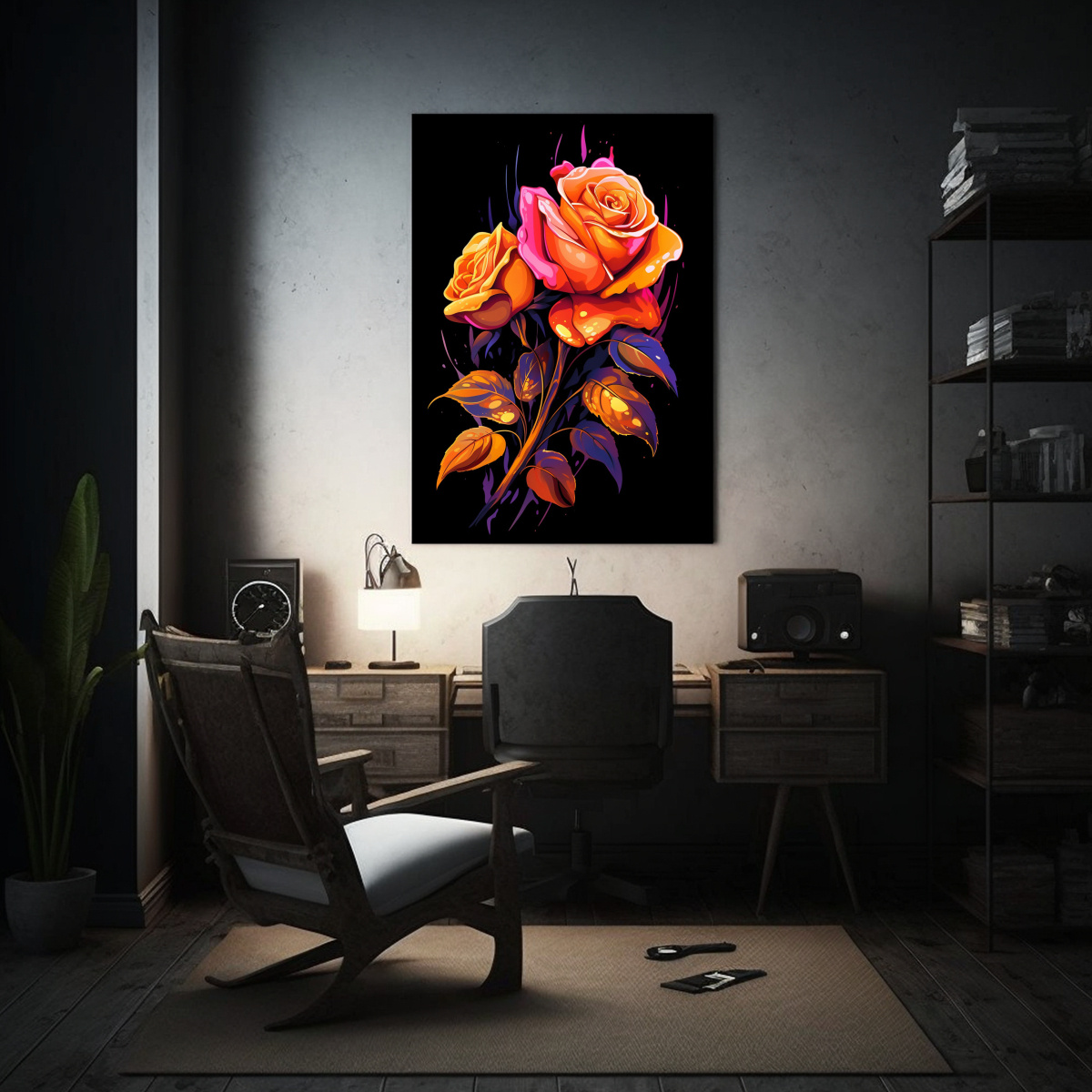 CUADRO DE LIENZO ELEGANTE DE ALTA CALIDAD: ROSAS 50X65 CM - 2