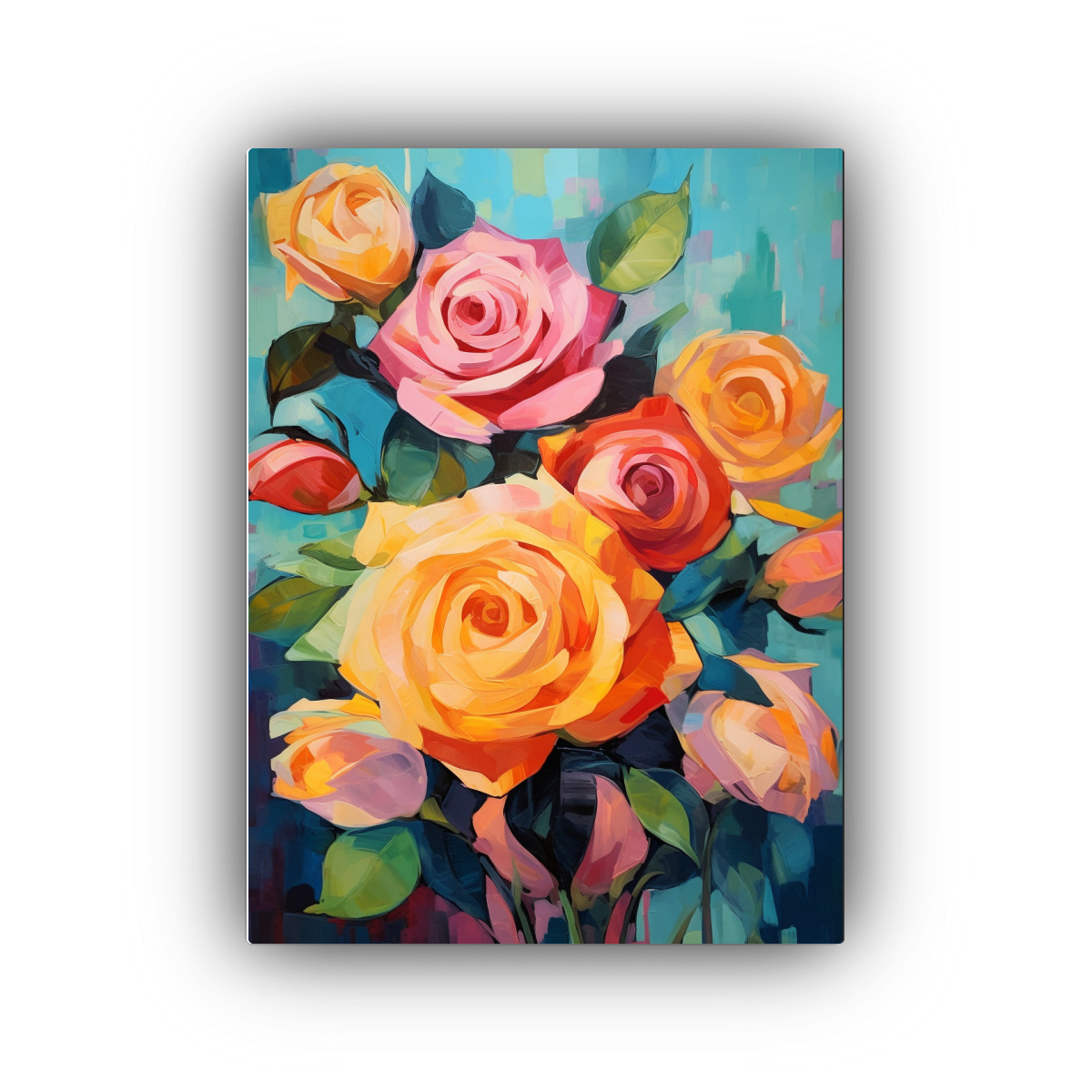 ARTE DE PARED VANGUARDIA CON ROSAS EN TONOS ROSA, 80X120 CM - 1