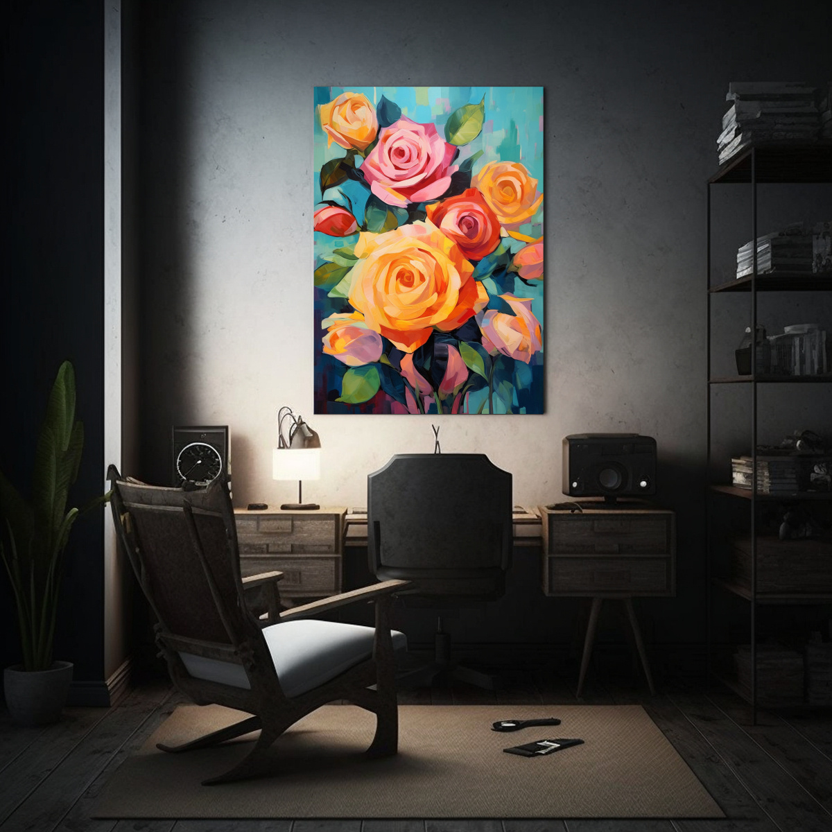 ARTE DE PARED VANGUARDIA CON ROSAS EN TONOS ROSA, 80X120 CM - 2