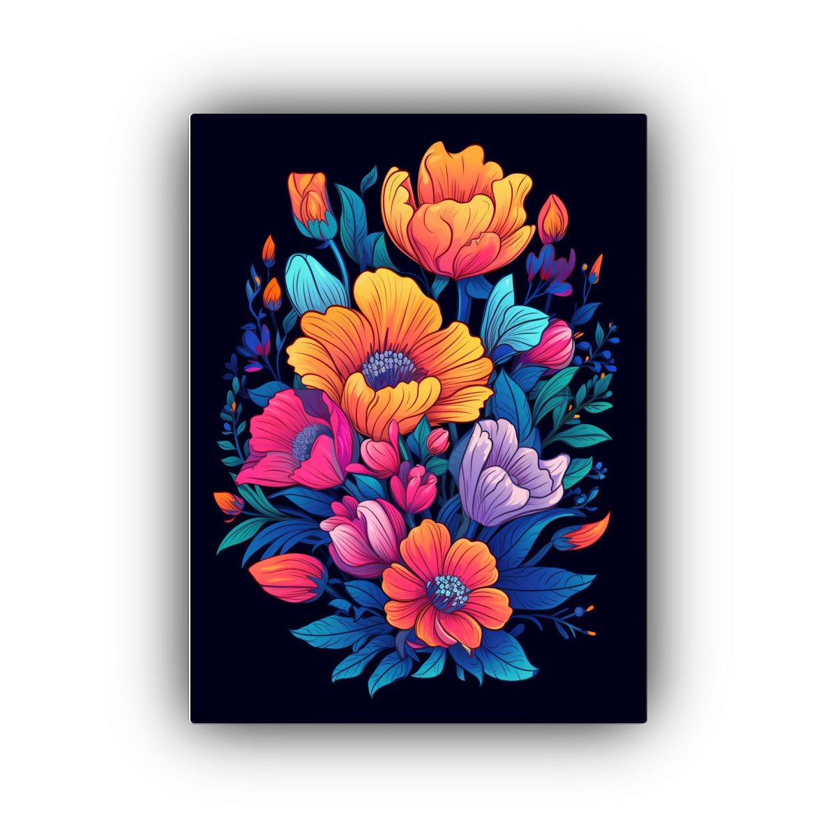 PINTURAS DECORATIVAS MODERNAS DE FLORES COLORIDAS 50X65 CM - 1