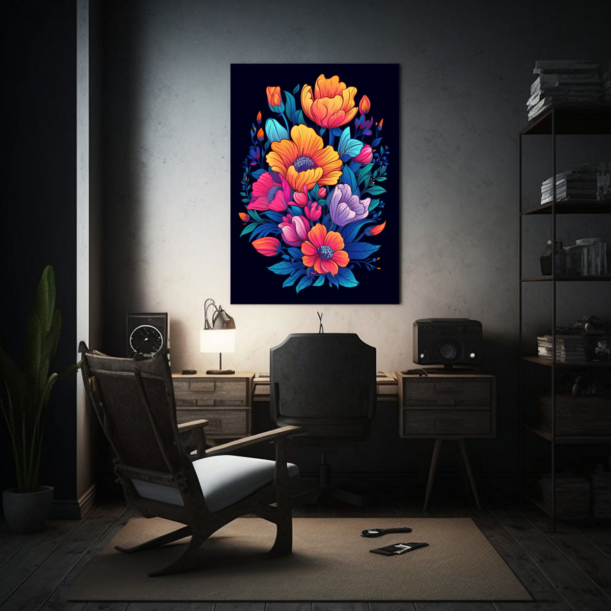 PINTURAS DECORATIVAS MODERNAS DE FLORES COLORIDAS 50X65 CM - 2