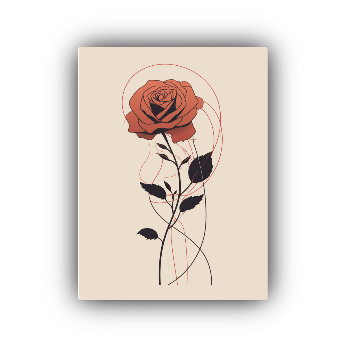 DESCARGA GRATUITA DE DIBUJO LINEAL DE ROSA EN 40X60 CM - 1