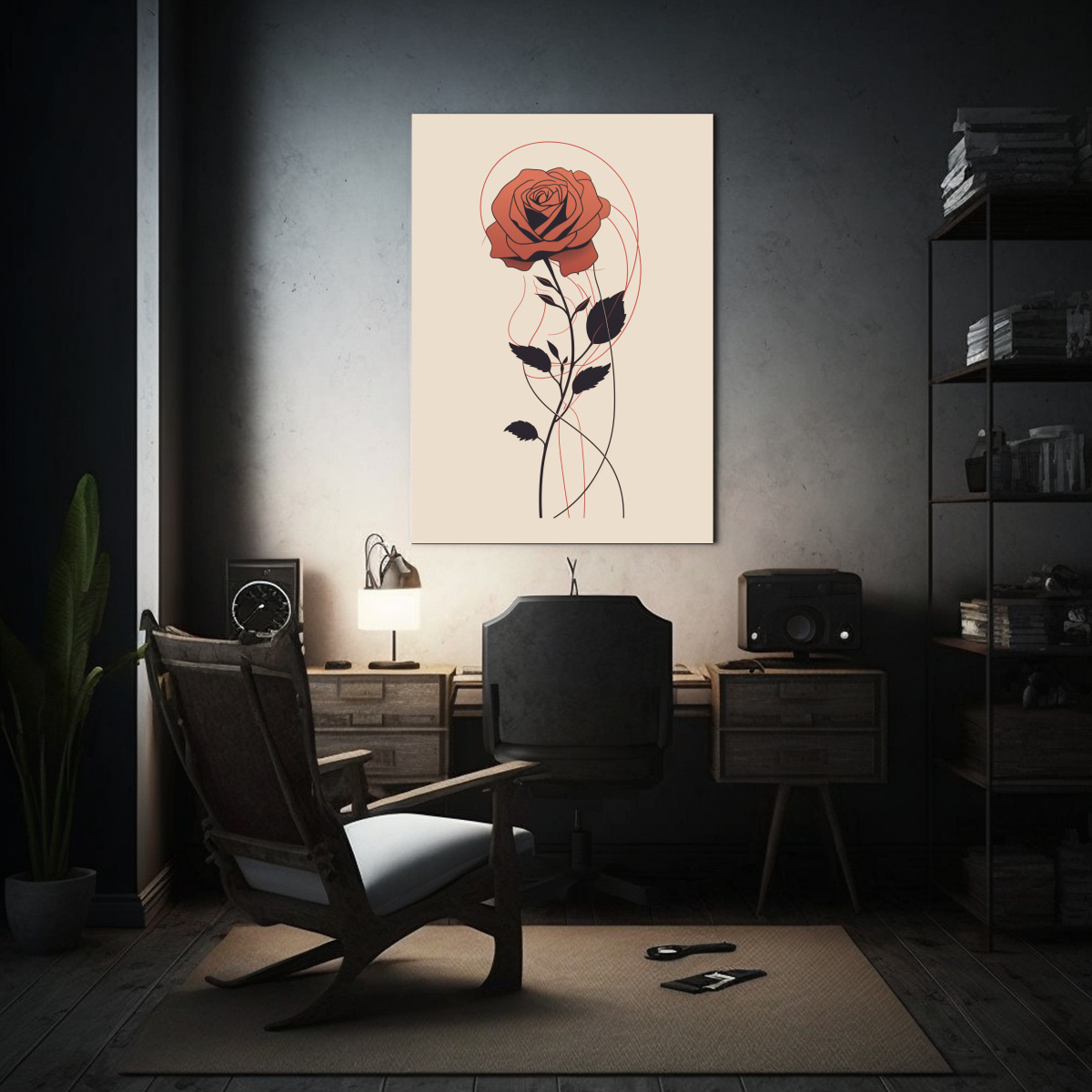 DESCARGA GRATUITA DE DIBUJO LINEAL DE ROSA EN 40X60 CM - 2