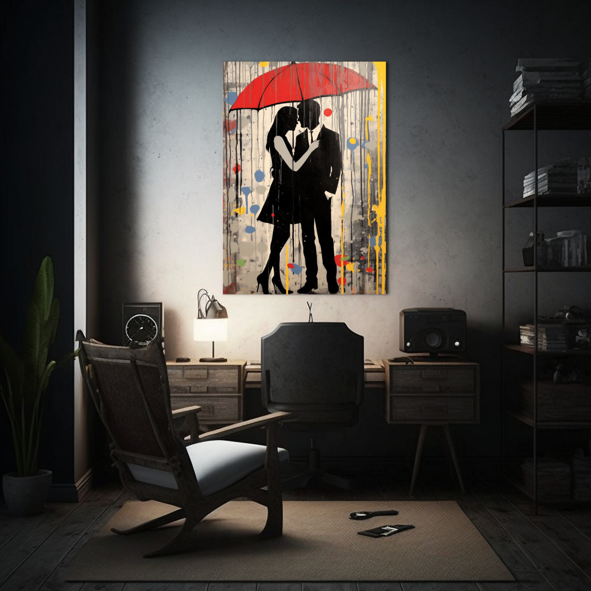 PAREJA EN LA LLUVIA POR LOUI JOVER, ENFOQUE 80X120 CM - 2