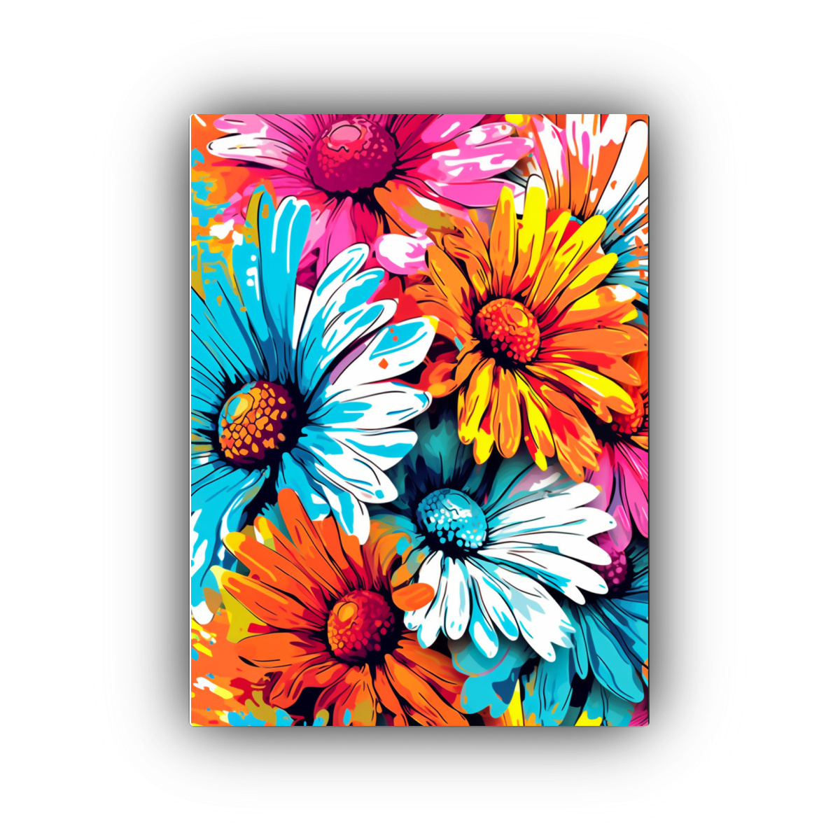 PINTURA DECORATIVA CON MARGARITAS ESTILO POP ART 40X50 CM - 1