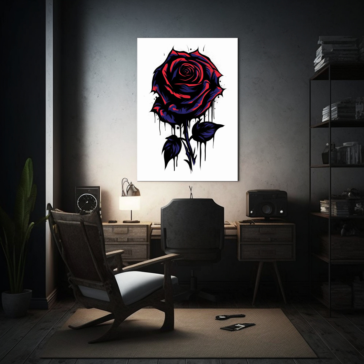 PINTURA ABSTRACTA ARMONÍA CROMÁTICA ROSA NEGRA 60X90 CM - 2