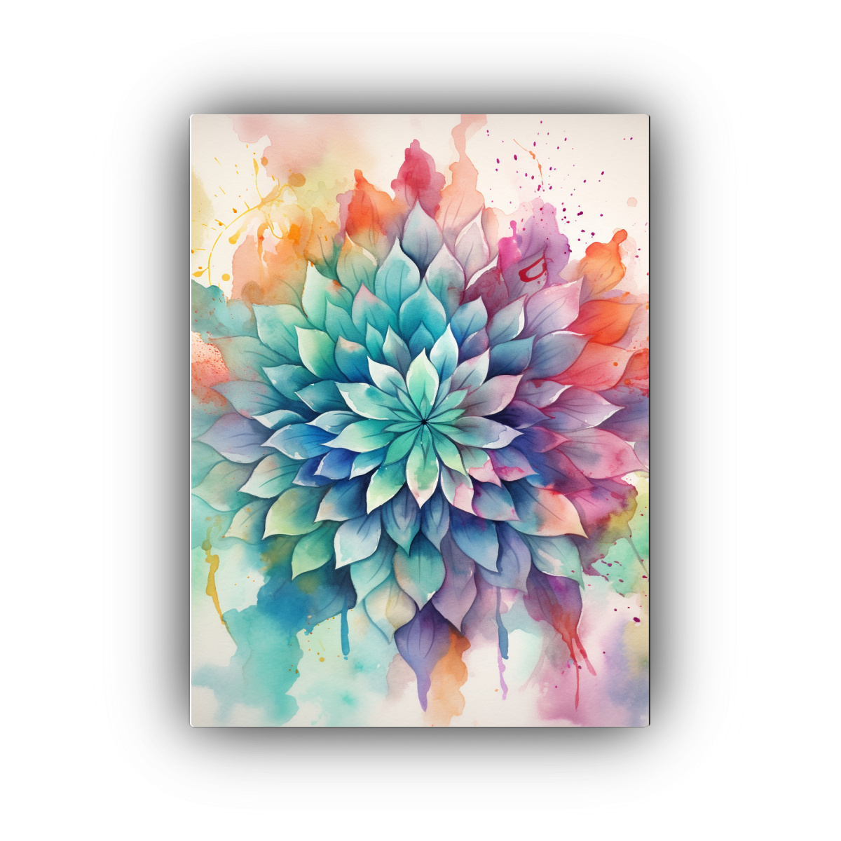 PINTURA ACUARELA MANDALA GALERÍA INTERIOR 80X120 CM - 1