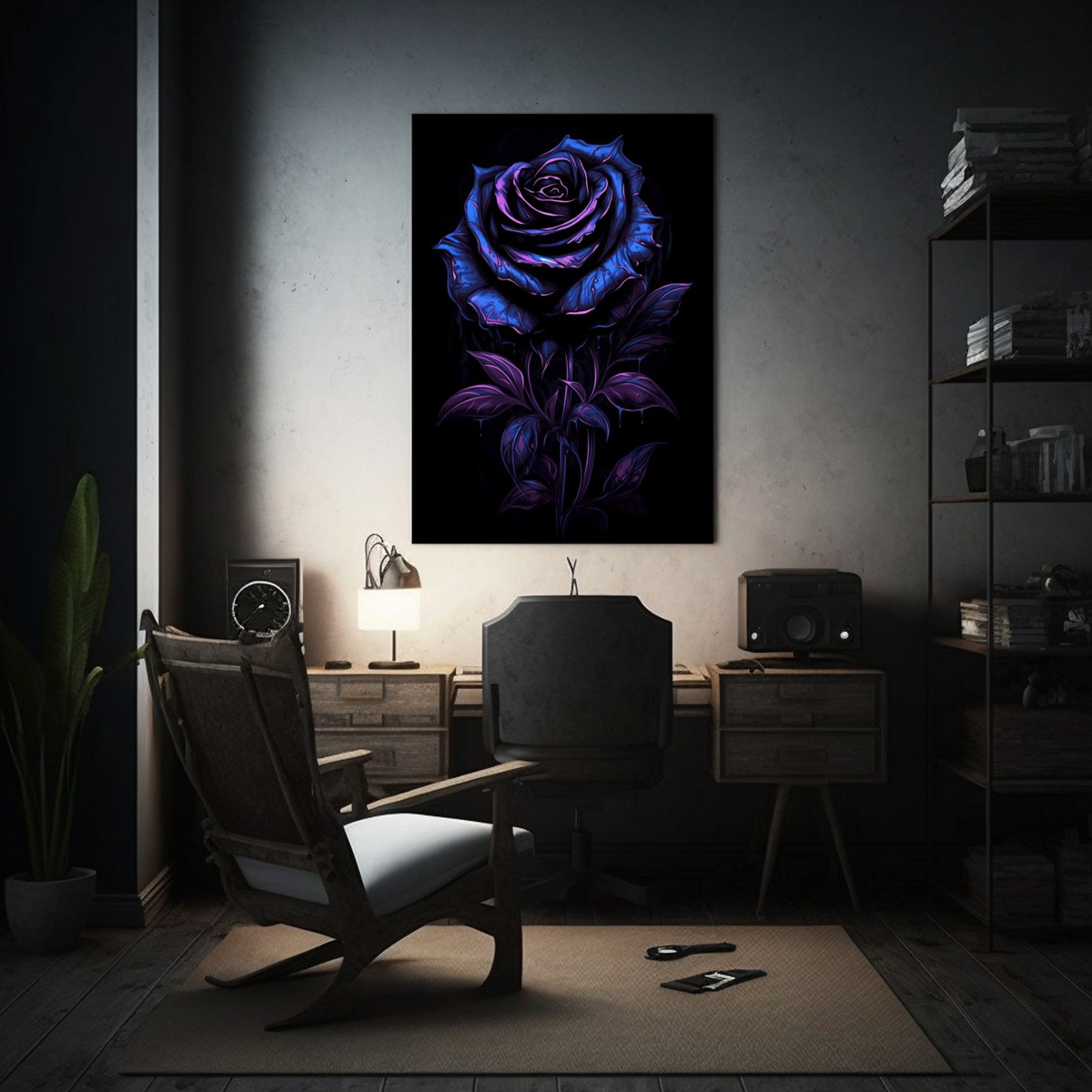 PINTURA DE DECORACIÓN INSPIRADORA CON ROSA NEGRA 60X90 CM - 2