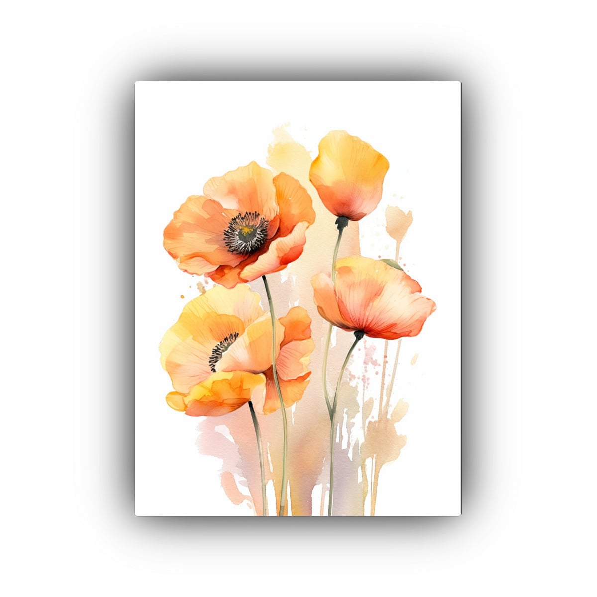 PINTURAS DECORATIVAS CON AMAPOLAS ACUARELA SOBRE 30X45 CM - 1