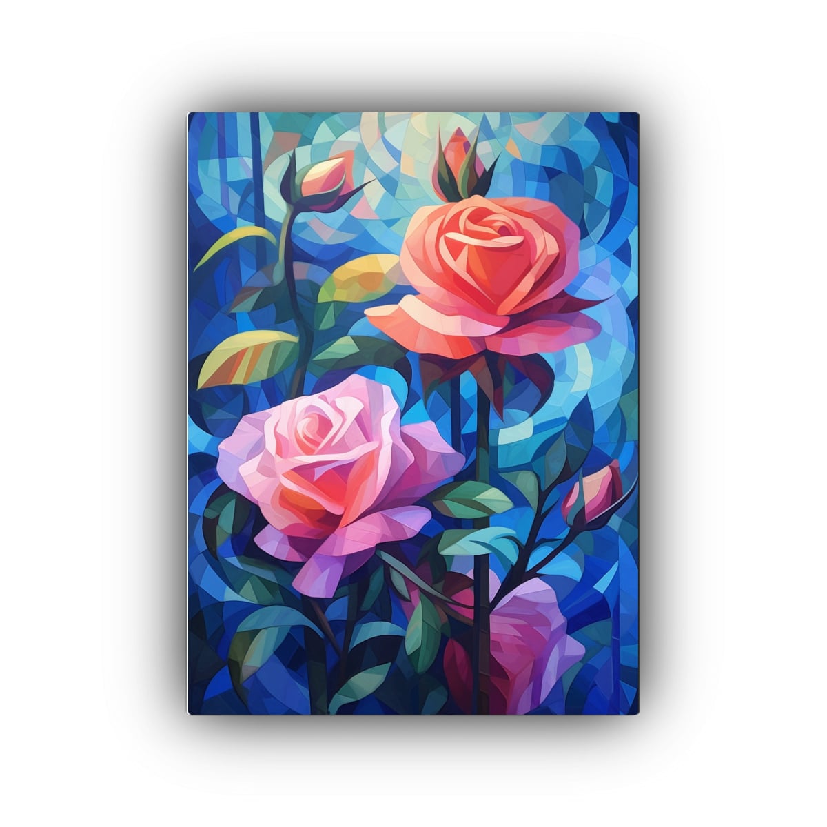 CUADRO DE DECORACIÓN FLORAL ROSA CALIDOS DE 60X90 CM - 1