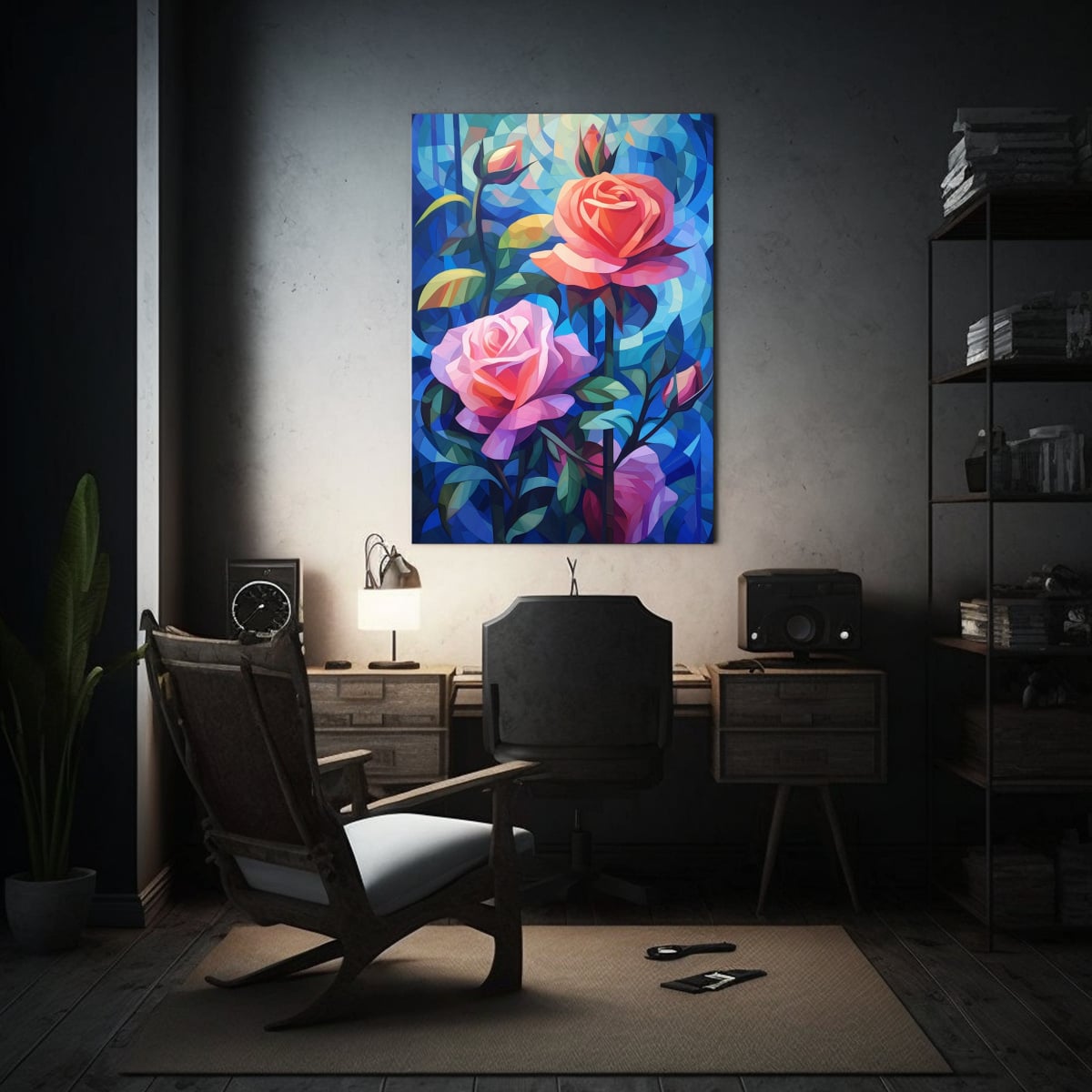 CUADRO DE DECORACIÓN FLORAL ROSA CALIDOS DE 60X90 CM - 2