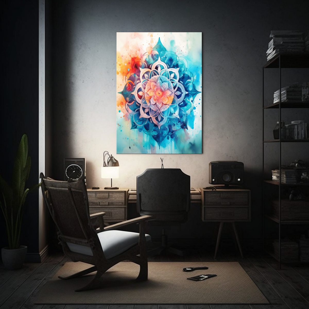 PINTURA DE PARED ABSTRACTA ELEGANTE MANDALA 40X50 CM - 2