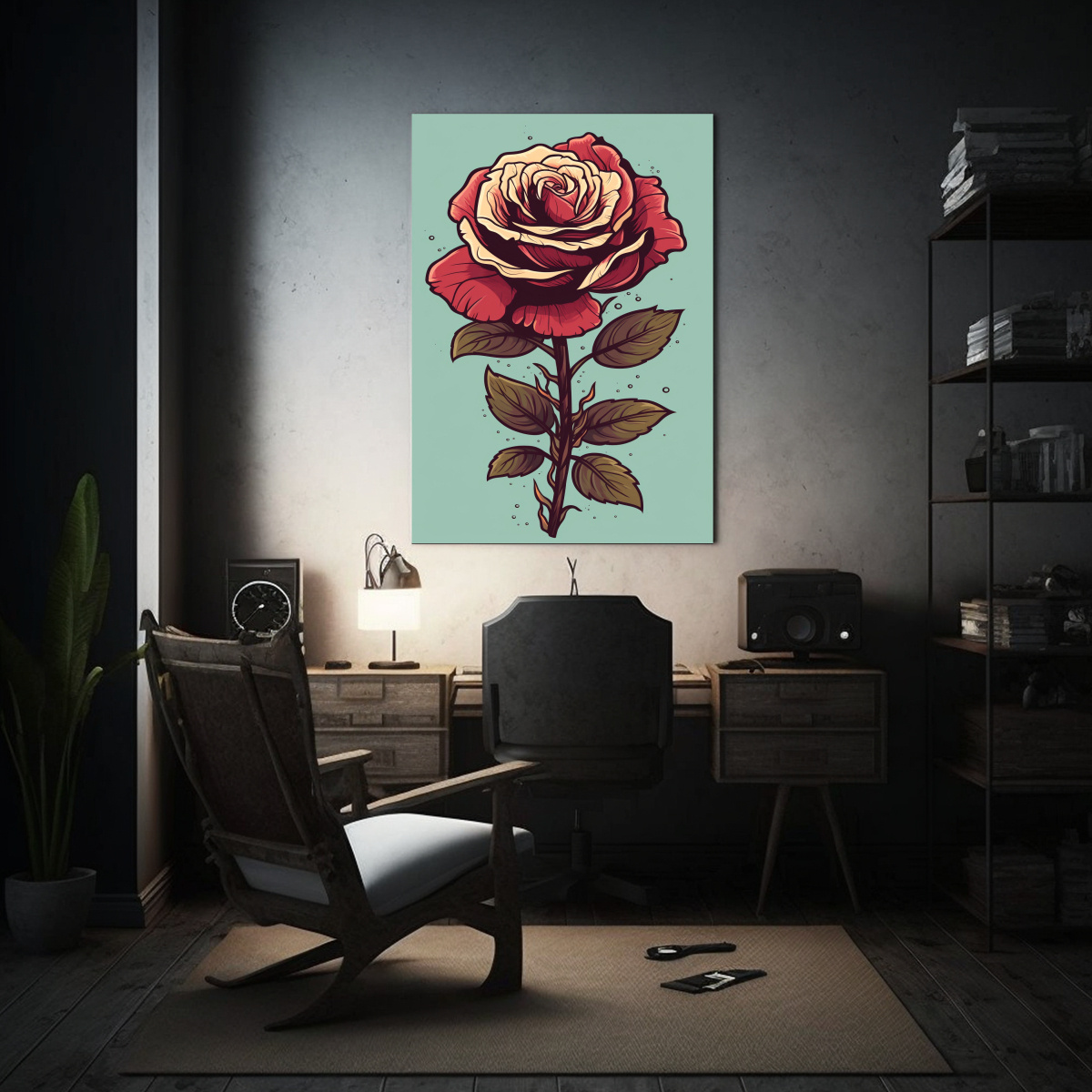 CUADRO LIENZO ESPECTACULAR DE UNA ROSA FLORECIENTE 40X50 CM - 2