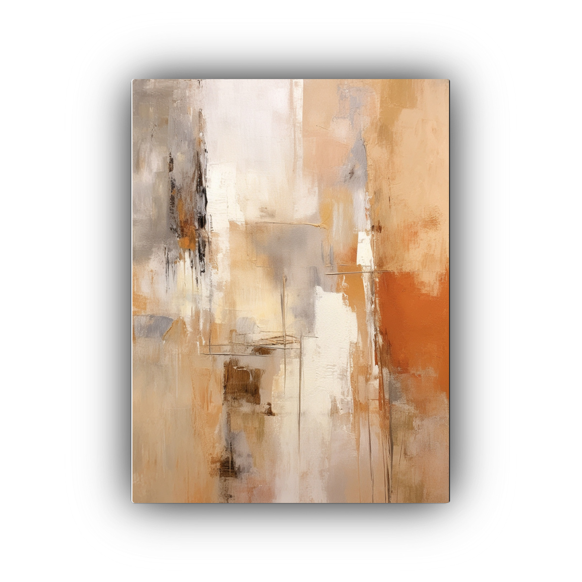 CUADRO ABSTRACTO BEIGE Y BLANCO ESTILO VINTAGE 40X50 CM - 1