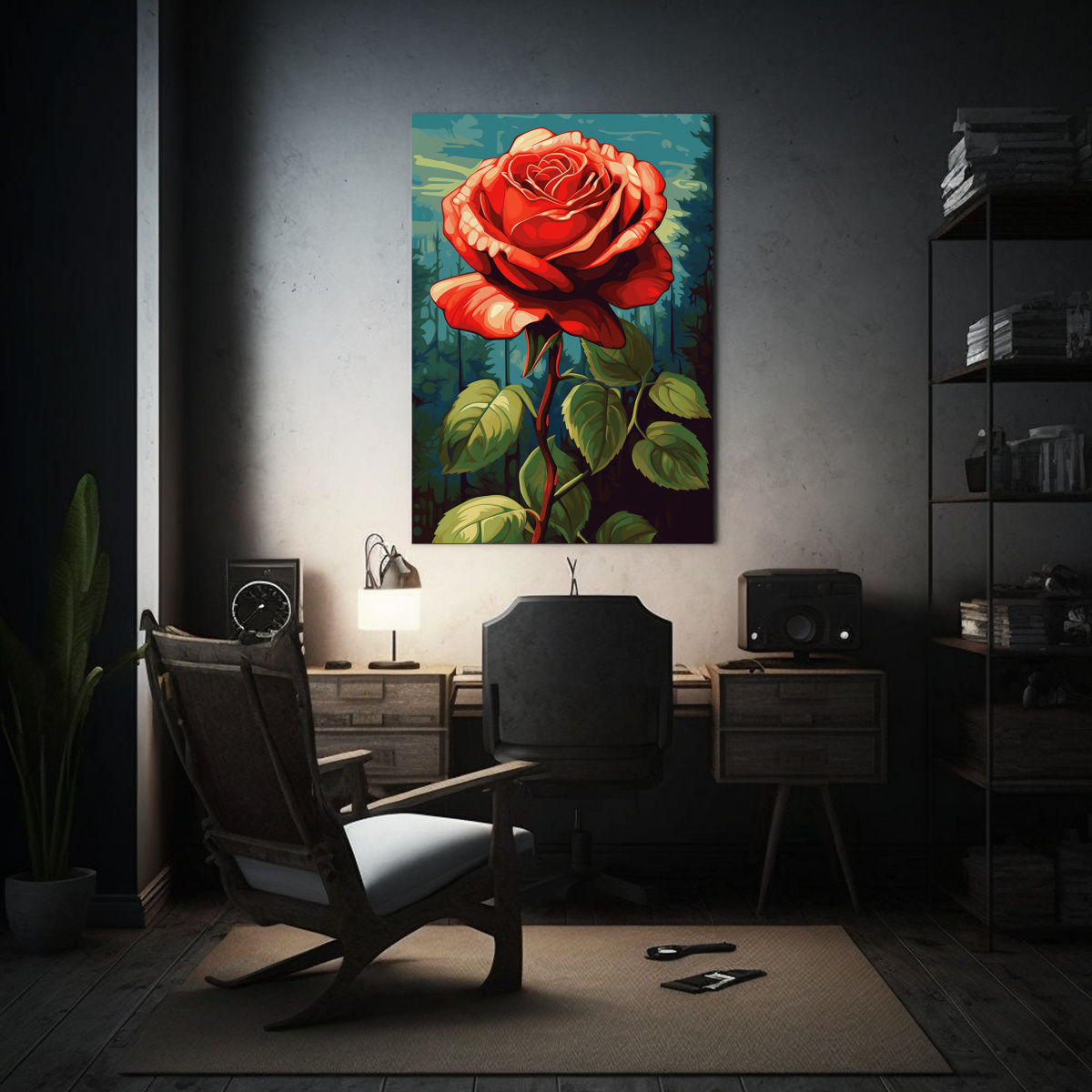 EXPOSICIÓN RETRO ESTILO PINTURA ROJA ROSADA 50X65 CM - 2