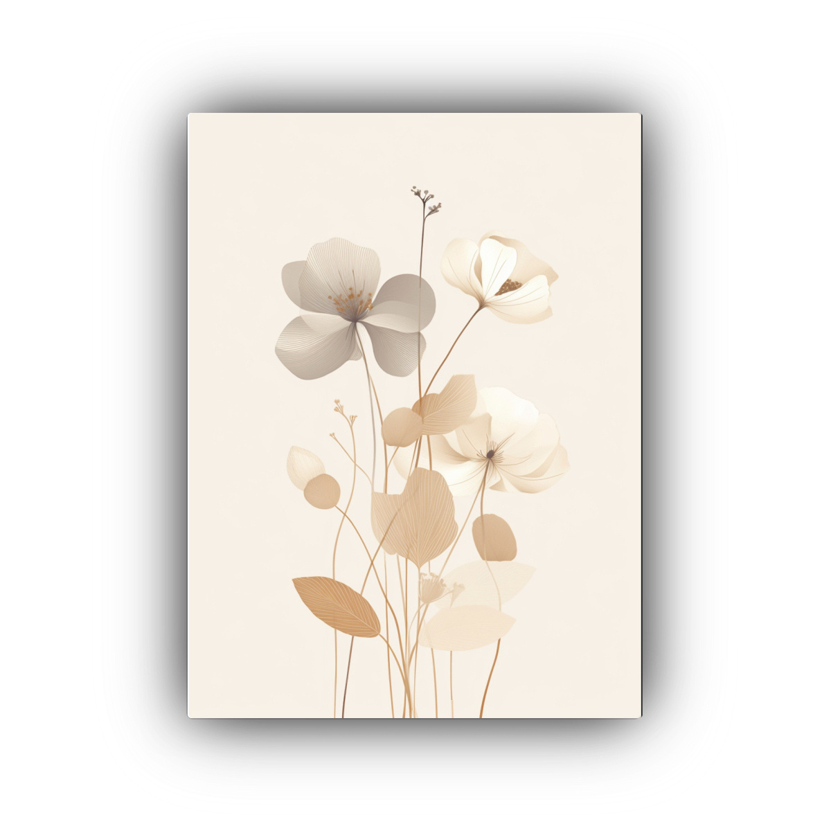 CUADRO ABSTRACTO NEUTRAL CON ARTE BOTÁNICO DE 30X40 CM - 1