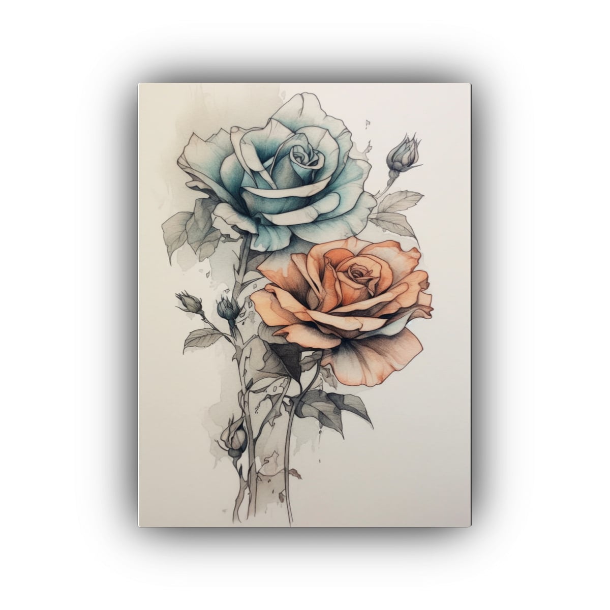 PINTURAS DECORATIVAS DE ROSAS EN TONOS TENUES 40X60 CM - 1