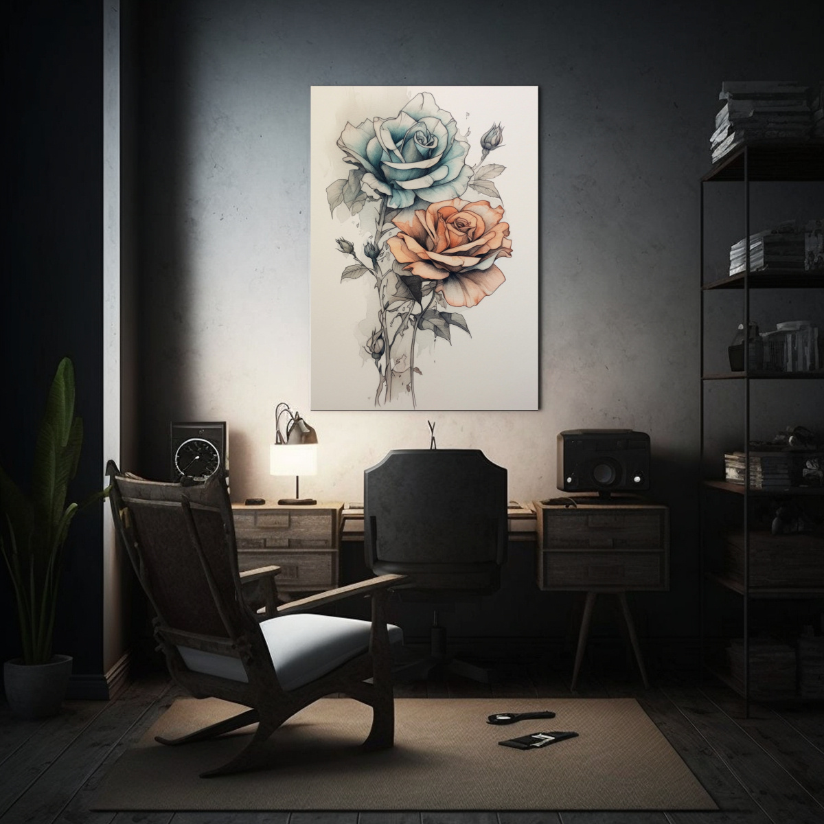 PINTURAS DECORATIVAS DE ROSAS EN TONOS TENUES 40X60 CM - 2