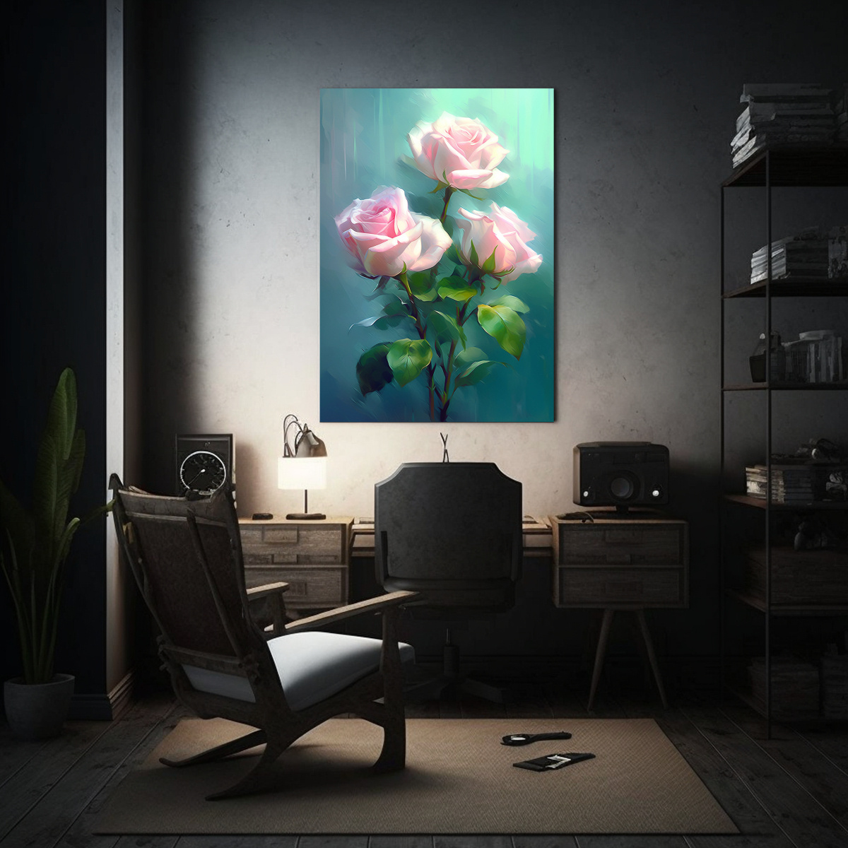 CUADRO ROSAS ROSADAS EN ESTILO DE COMPOSICIÓN 40X50 CM - 2