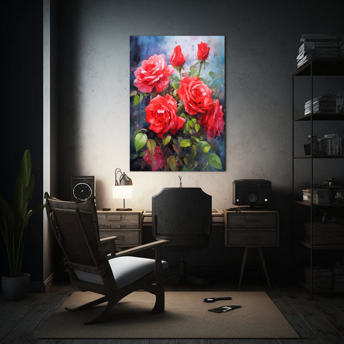 PINTURA ACUARELA APASIONADA Y AUDAZ DE ROSAS 50X75 CM - 2